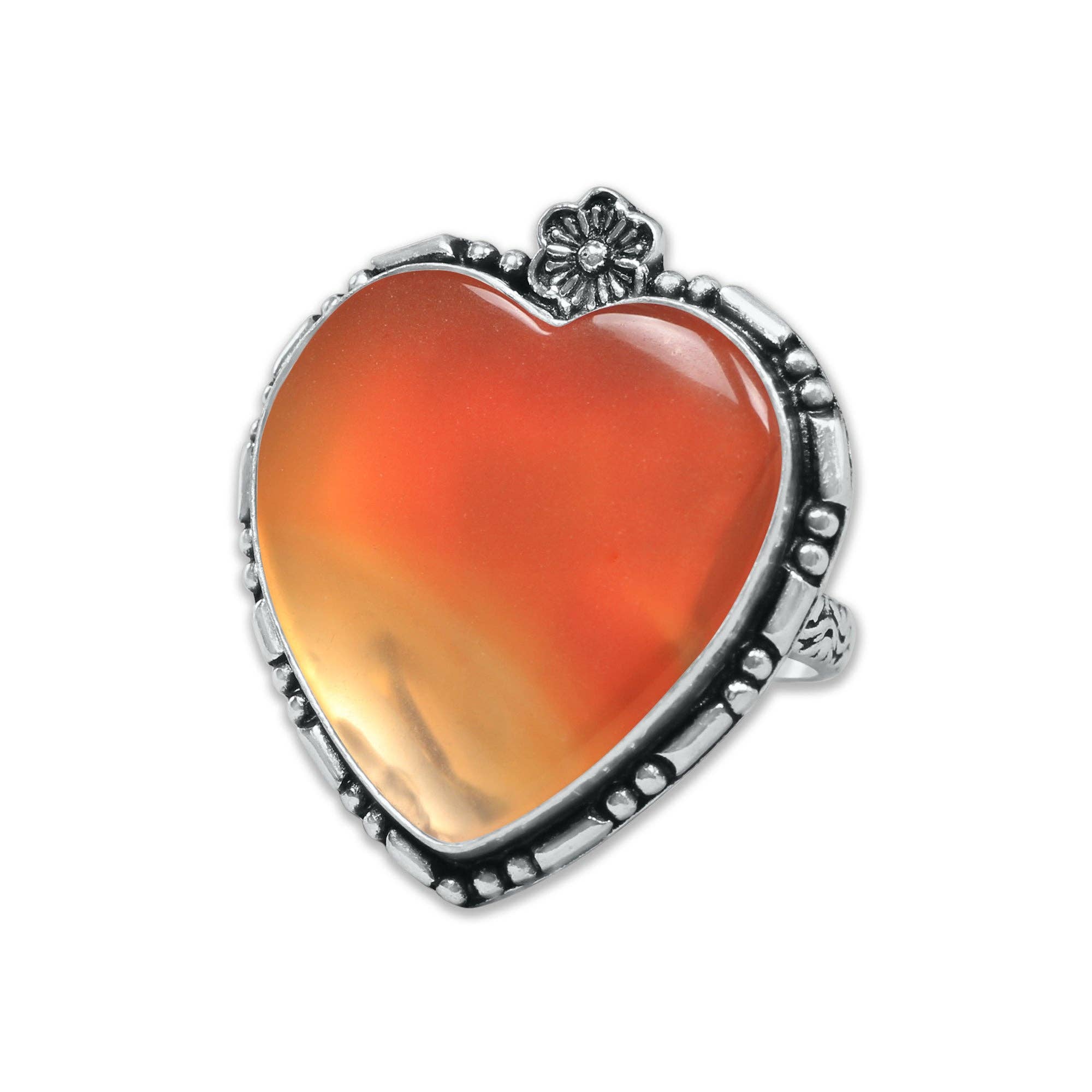 Heart Crystal Rings – Silver-Plated, Handmade, Assorted Natural Stones (US Sizes 6–10, Non-Adjustable) | Wholesale: Silver / 10 Rings
