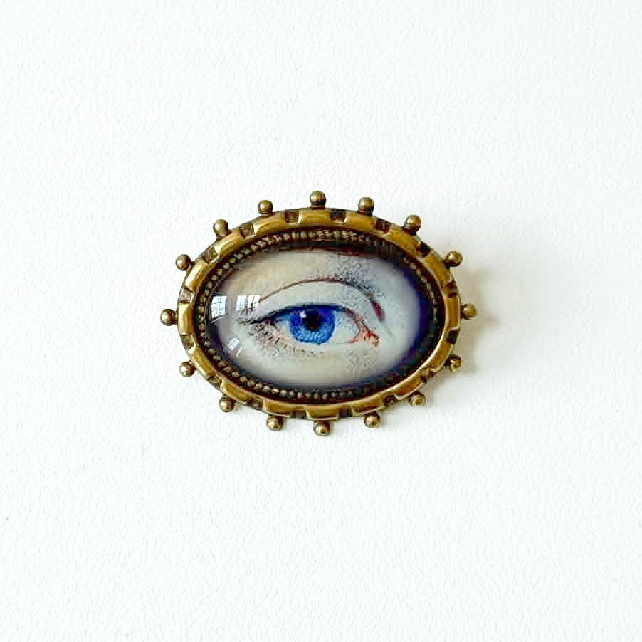 You Choose Lovers Eye Oval Brass Brooch Vintage Victorian: #5 Brown Eye (dark) Green Patina