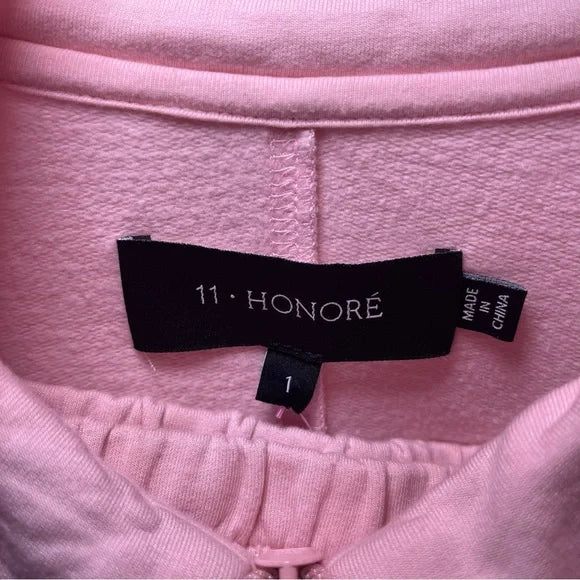 11 Honore Hailey Half Zip Leah Crop Pants Lounge 2 PC Set Baby Pink size 1 14/16