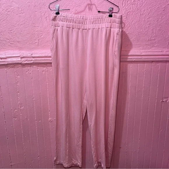 11 Honore Hailey Half Zip Leah Crop Pants Lounge 2 PC Set Baby Pink size 1 14/16