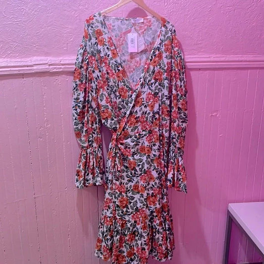 Loud Bodies NWT Gabrielle Orange Floral Wrap Dress 6X