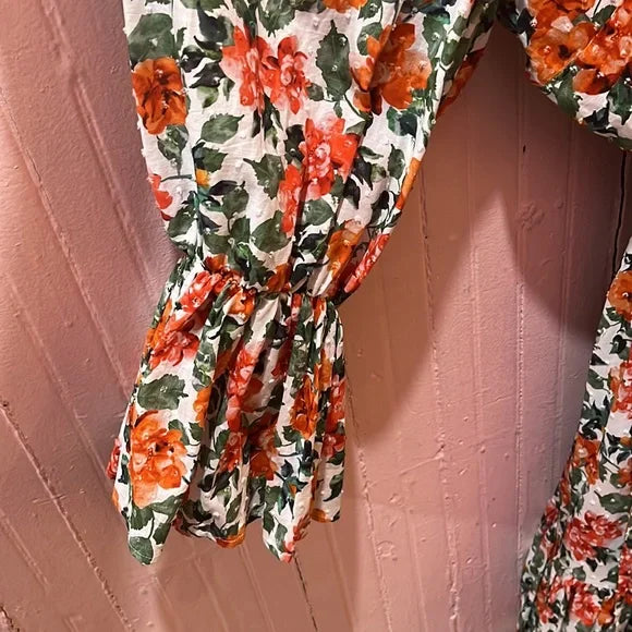 Loud Bodies NWT Gabrielle Orange Floral Wrap Dress 6X