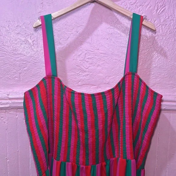 ALTAR Houseline PDX Leah Dress Pink Green Watermelon Stripe Dress 6X