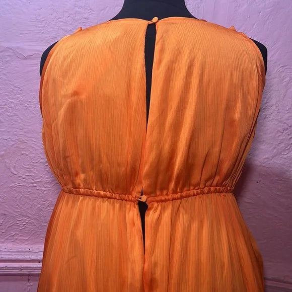 BCBG NWT Max Azria Kameron Tangerine Orange VNeck Tiered Maxi Dress sz 48 XXL 2X