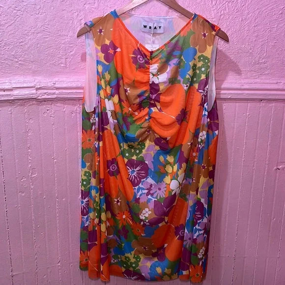 WRAY NWT Ashberry Kokomo Orange Floral Mini Dress Plus Size 6XL (fits 4x/5x)