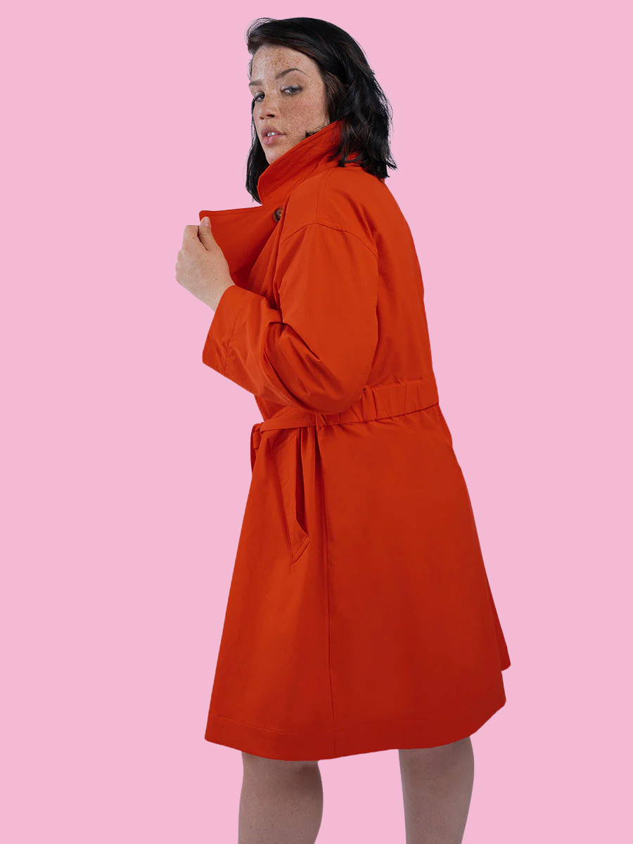 See Rose Go Poppy Red Brilliant Trench (0X-4X, all sizes)