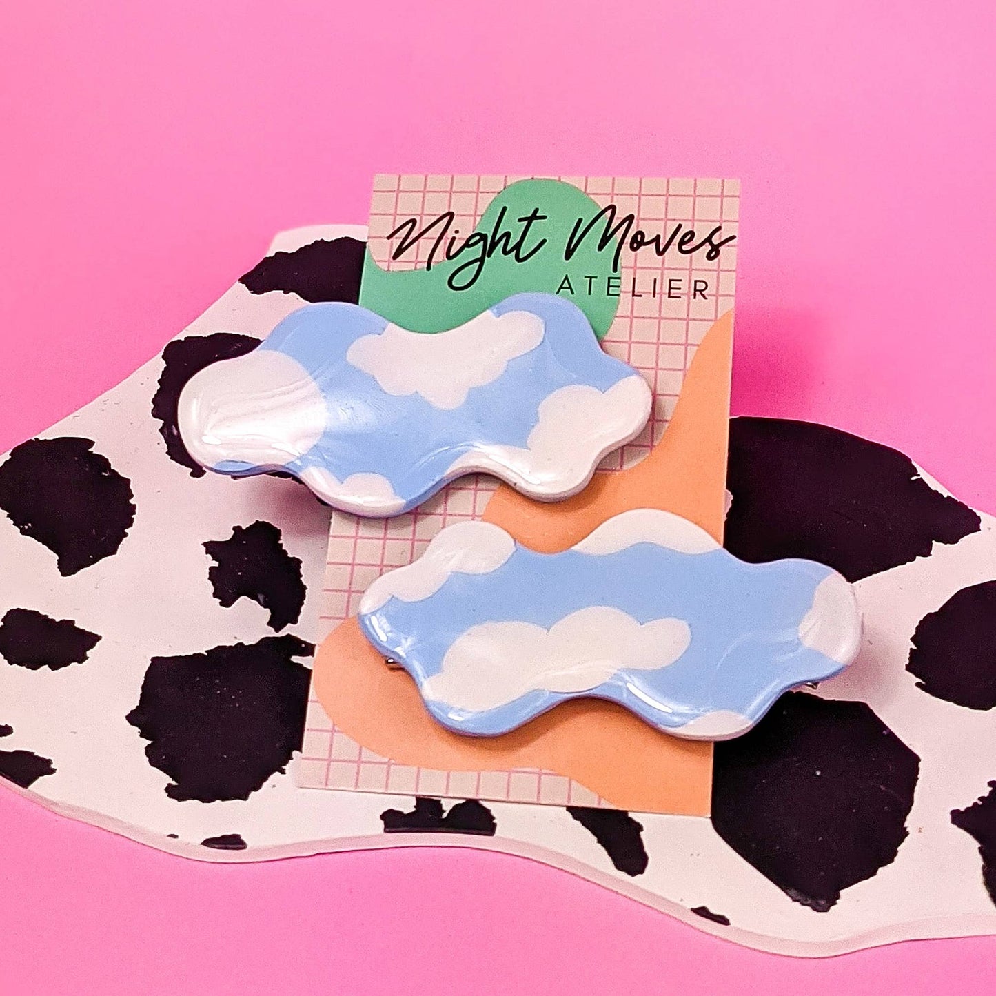 Polymer Clay Hair Clips in Cloud Babe: Single Clip