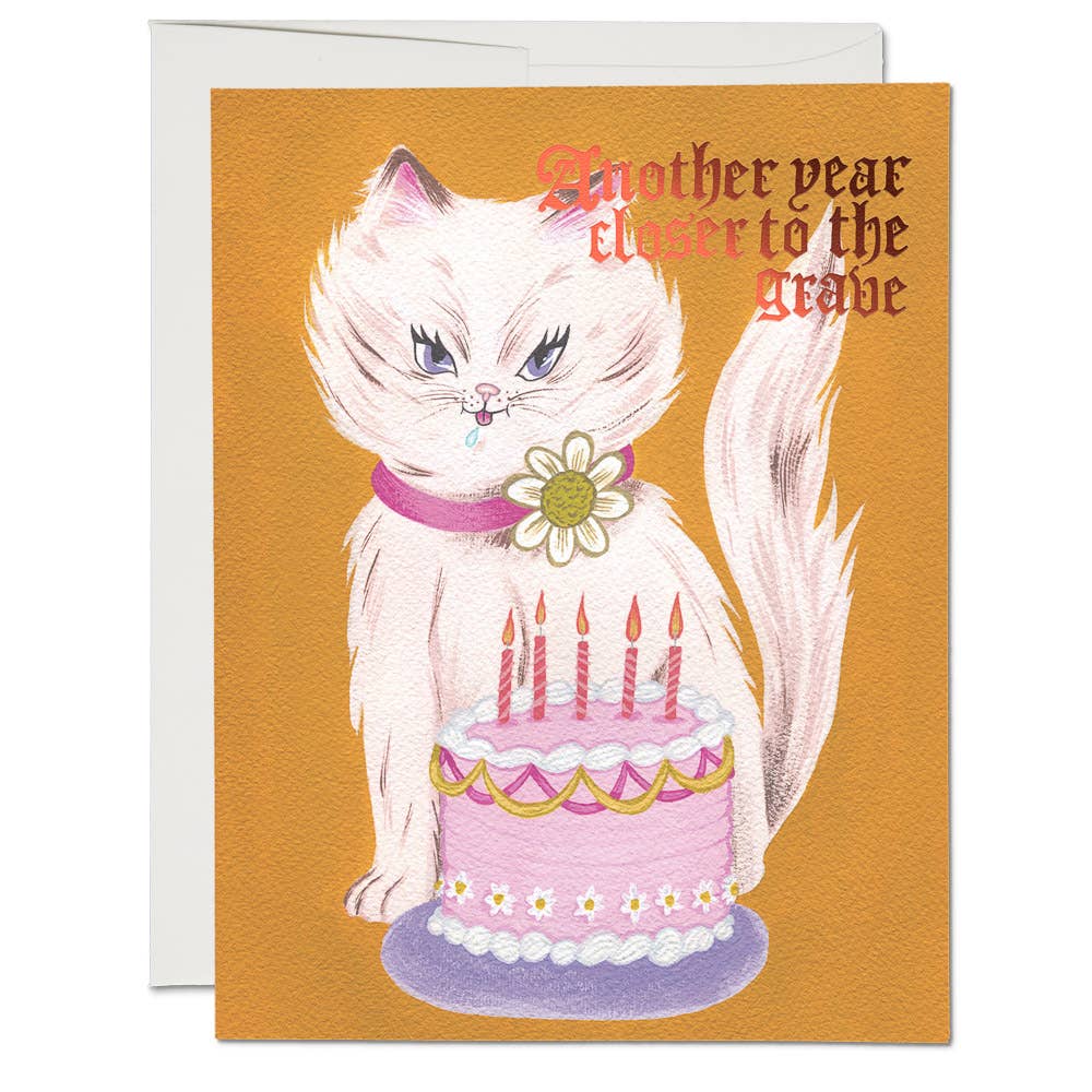 Red Cap Cards - Kitty and Cake birthday greeting card