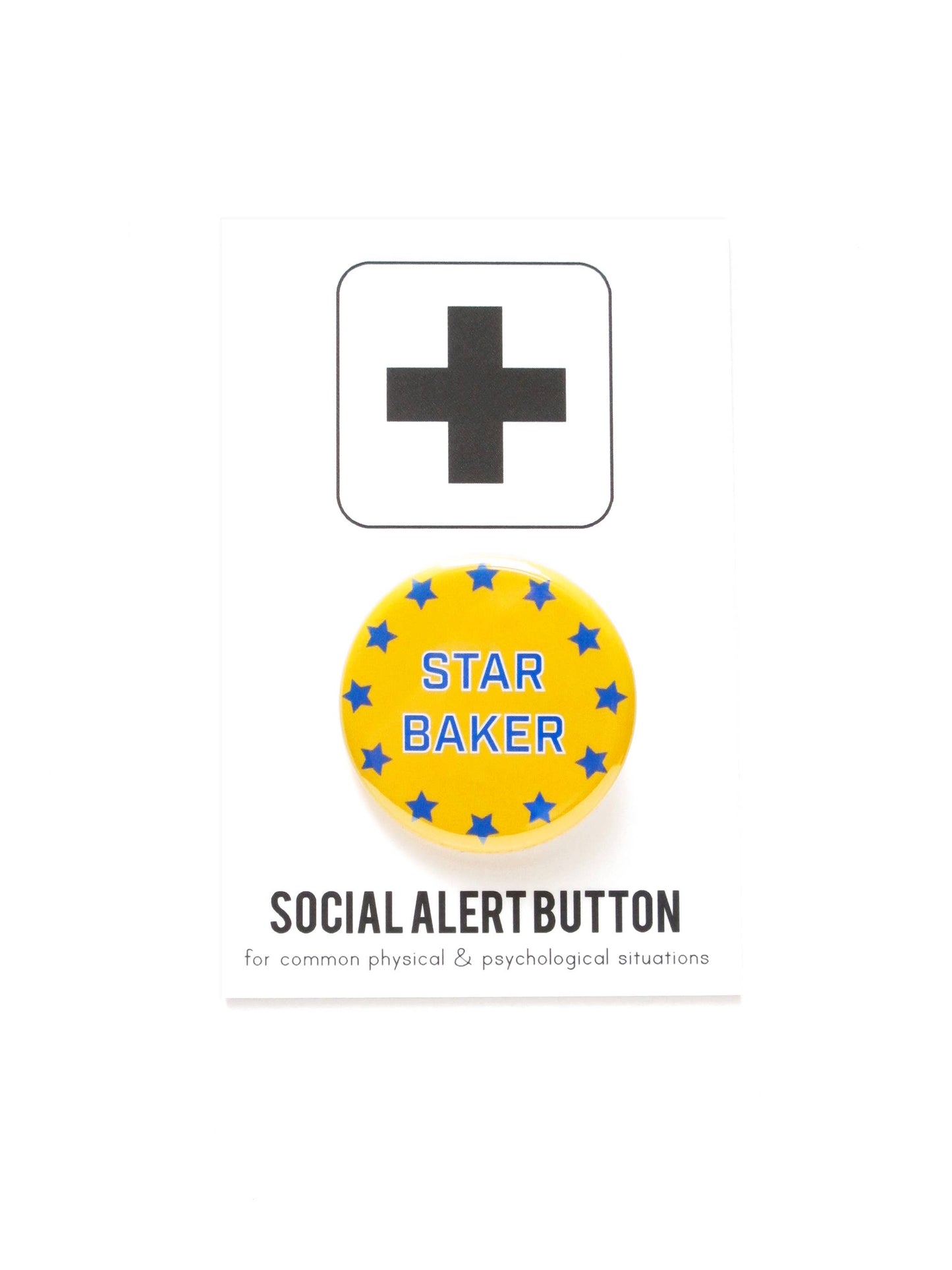 WORD FOR WORD Factory - STAR BAKER holiday baking pinback button stocking stuffer