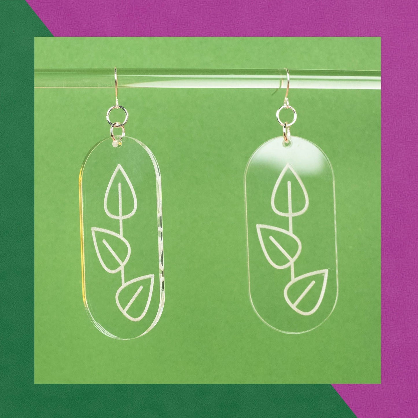 Frank Goodness - Ivy League Drop Earrings in Clear Lucite