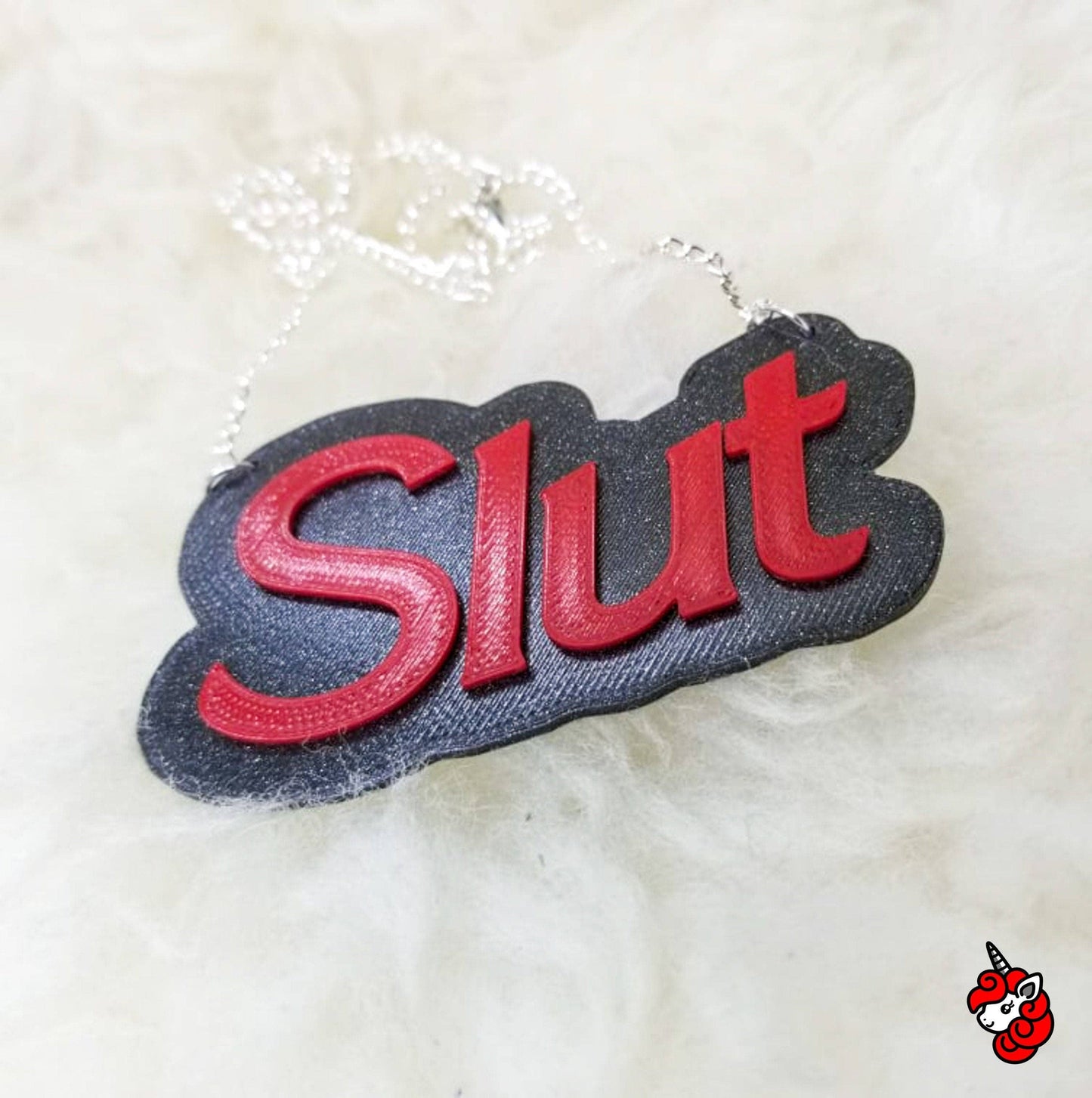 Dots Cutie Patooties - Slut necklace | red, black glitter, bimbocore, pastel goth, cute, sex positive, kitschy