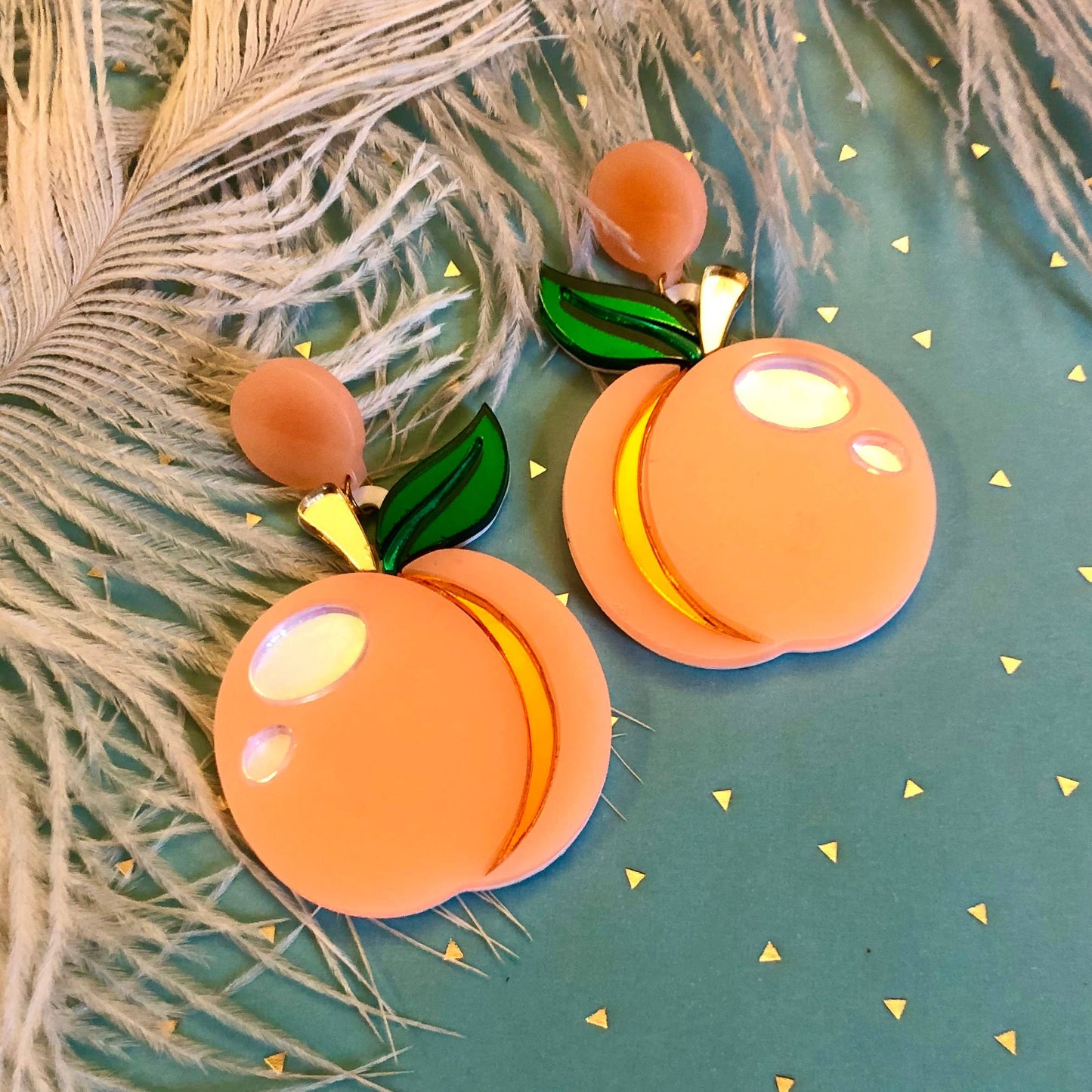 I'm Your Present - Peach Earrings, Fruit Summer Laser Cut Acrylic, Plastic Jewelry