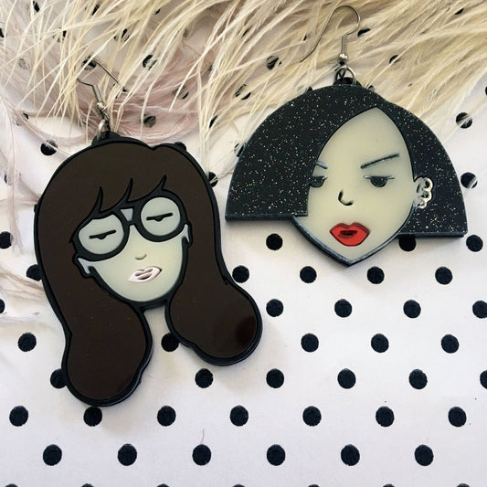 I'm Your Present - Daria And Jane Cartoon Laser Cut Acrylic Earrings, Laser Cut Acrylic, Plastic Jewelry