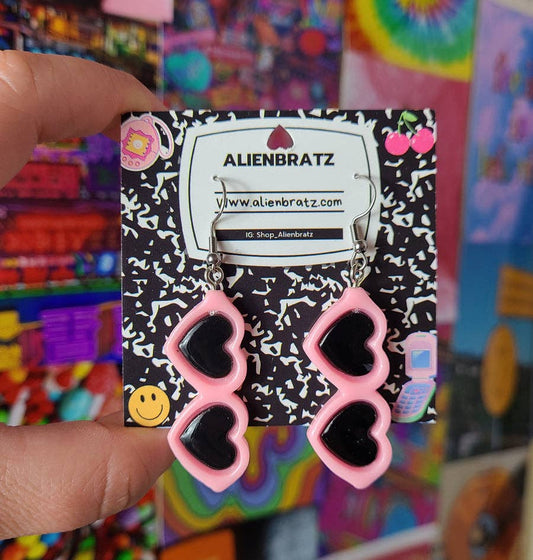 Alien Bratz - Pink Heart Sunglasses Earrings