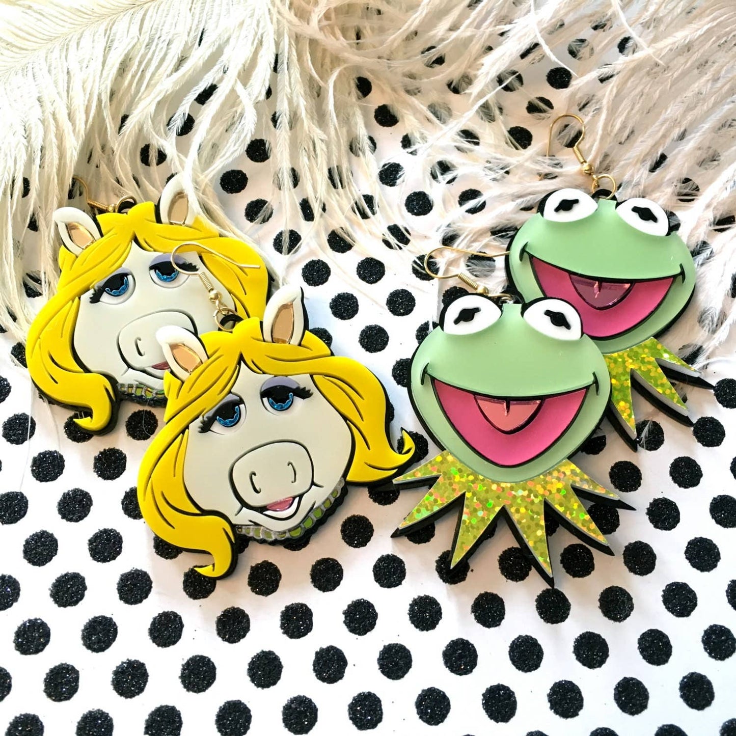 I'm Your Present - Miss Piggy And Kermit Laser Cut Earrings