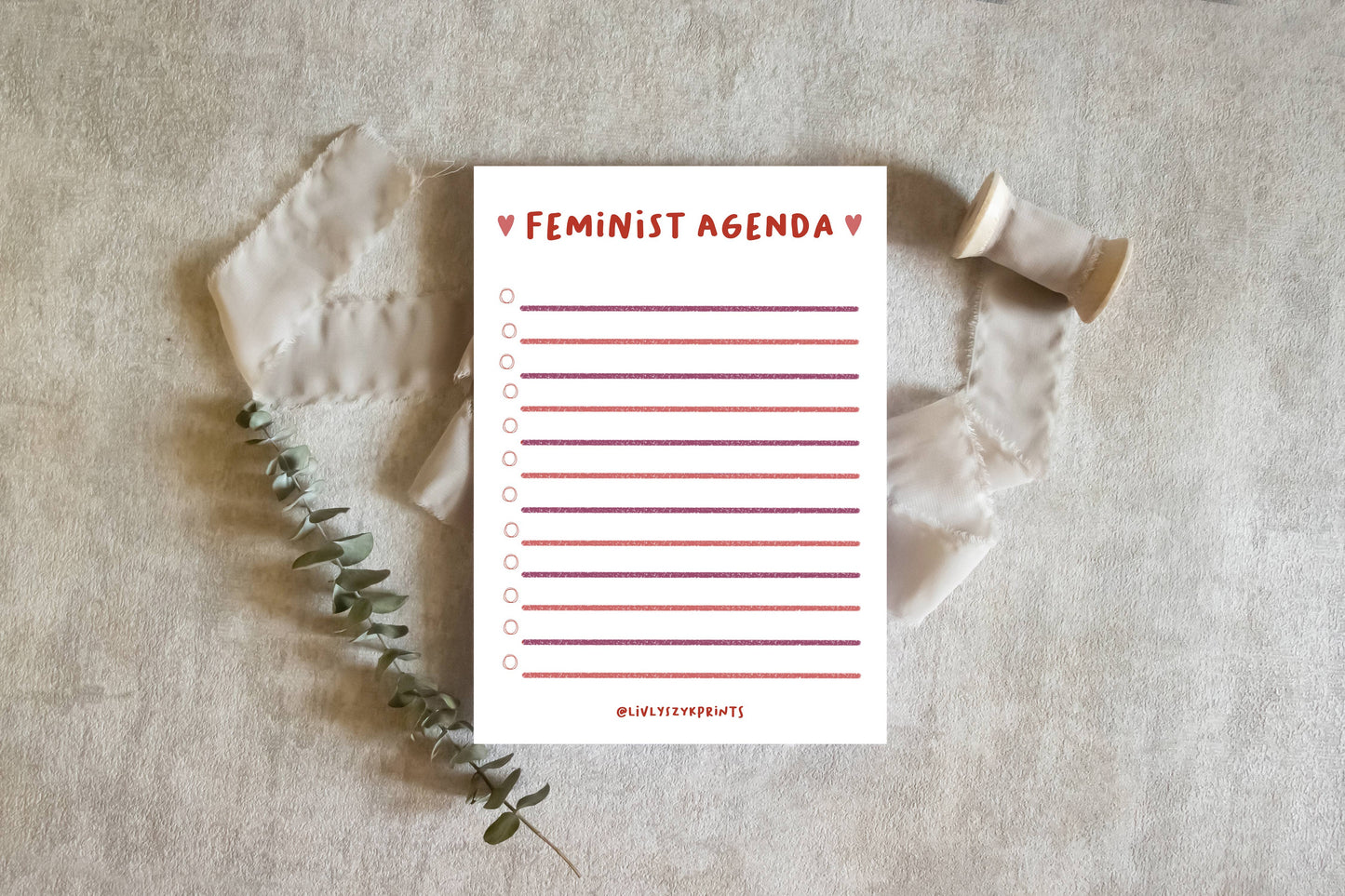 Liv Lyszyk Prints - Feminist Agenda To Do List Notepad
