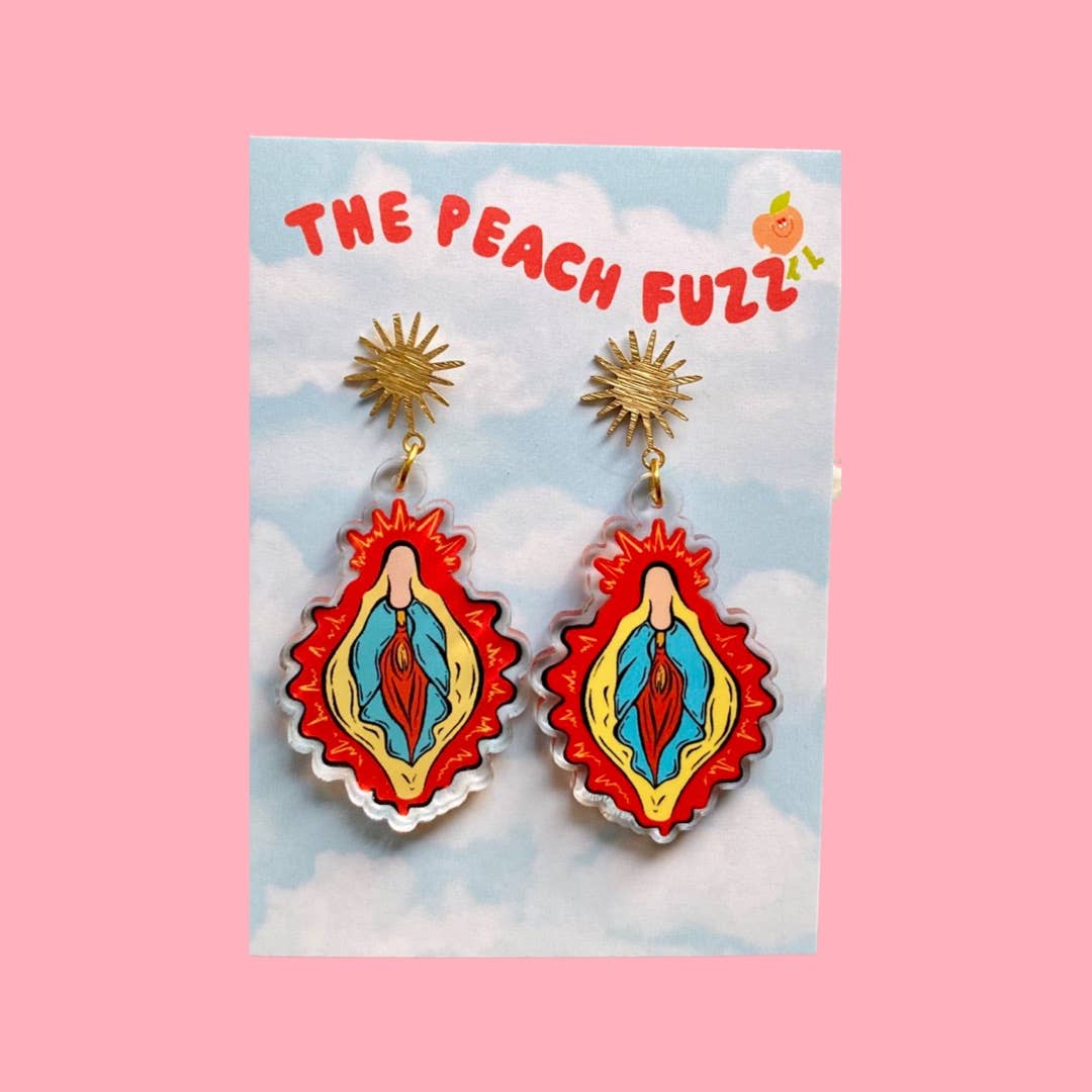 The Peach Fuzz - Vulva Mary Acrylic Earrings