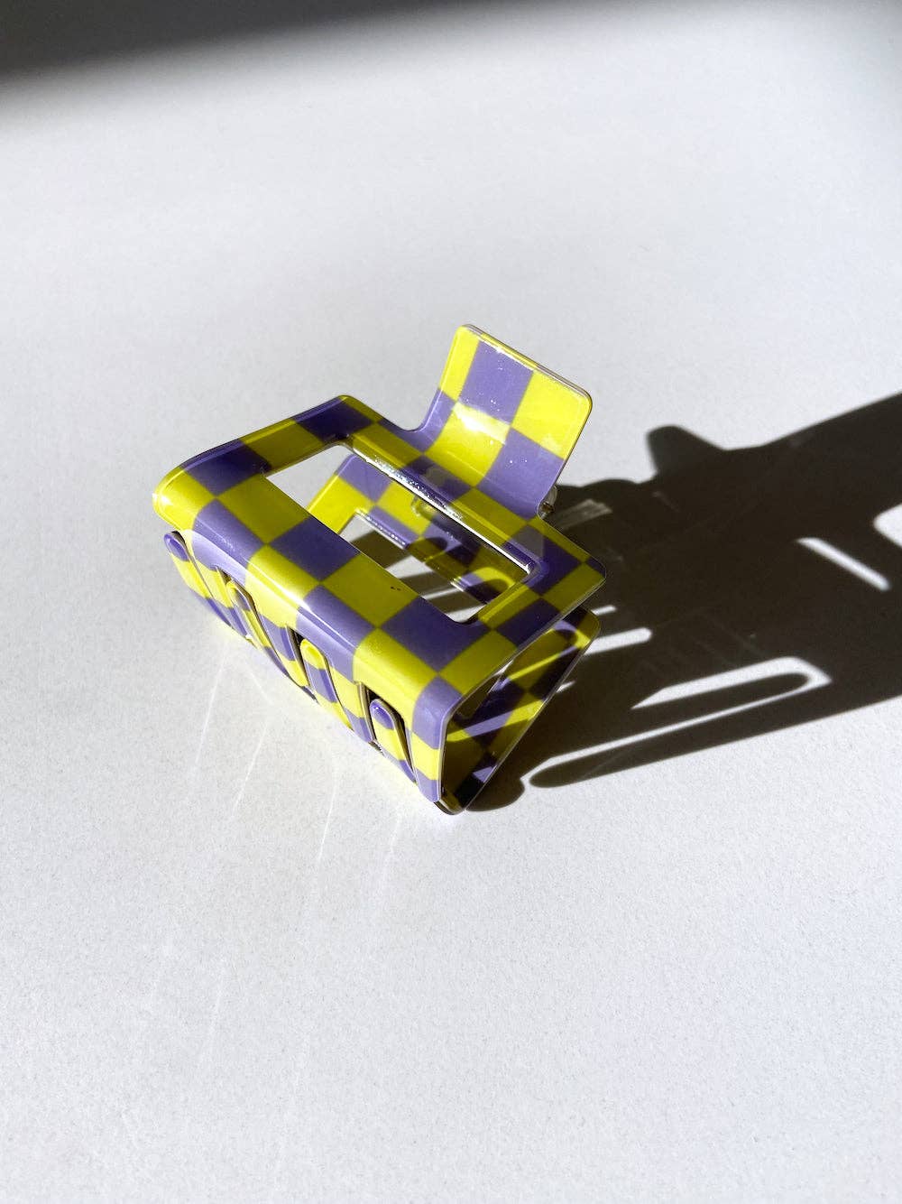 Solar Eclipse - Yellow Checkered Chunky Claw Clip | Eco-Friendly