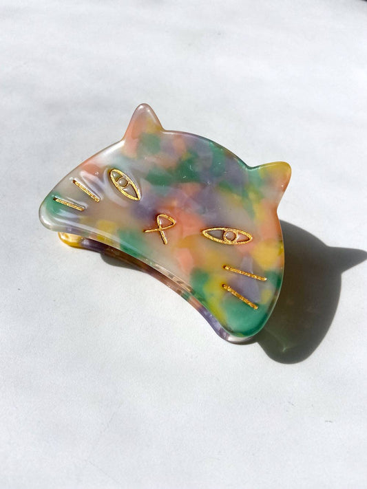 Solar Eclipse - Multi Kitty Cat Shell Acetate Claw Clip | Eco-Friendly