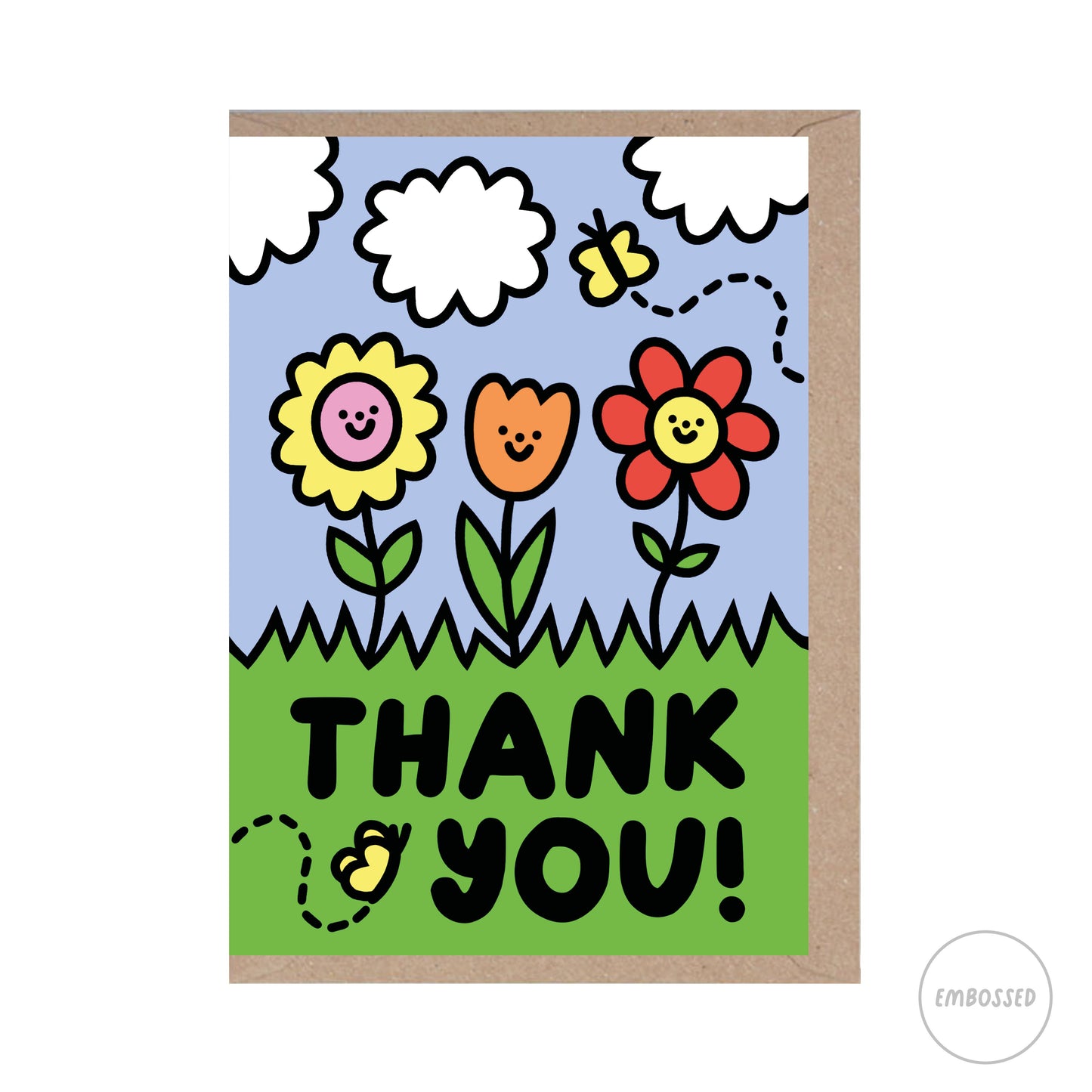 Rumble Cards - Thank You - Greeting Card - Cute - Thanks -  Flowers