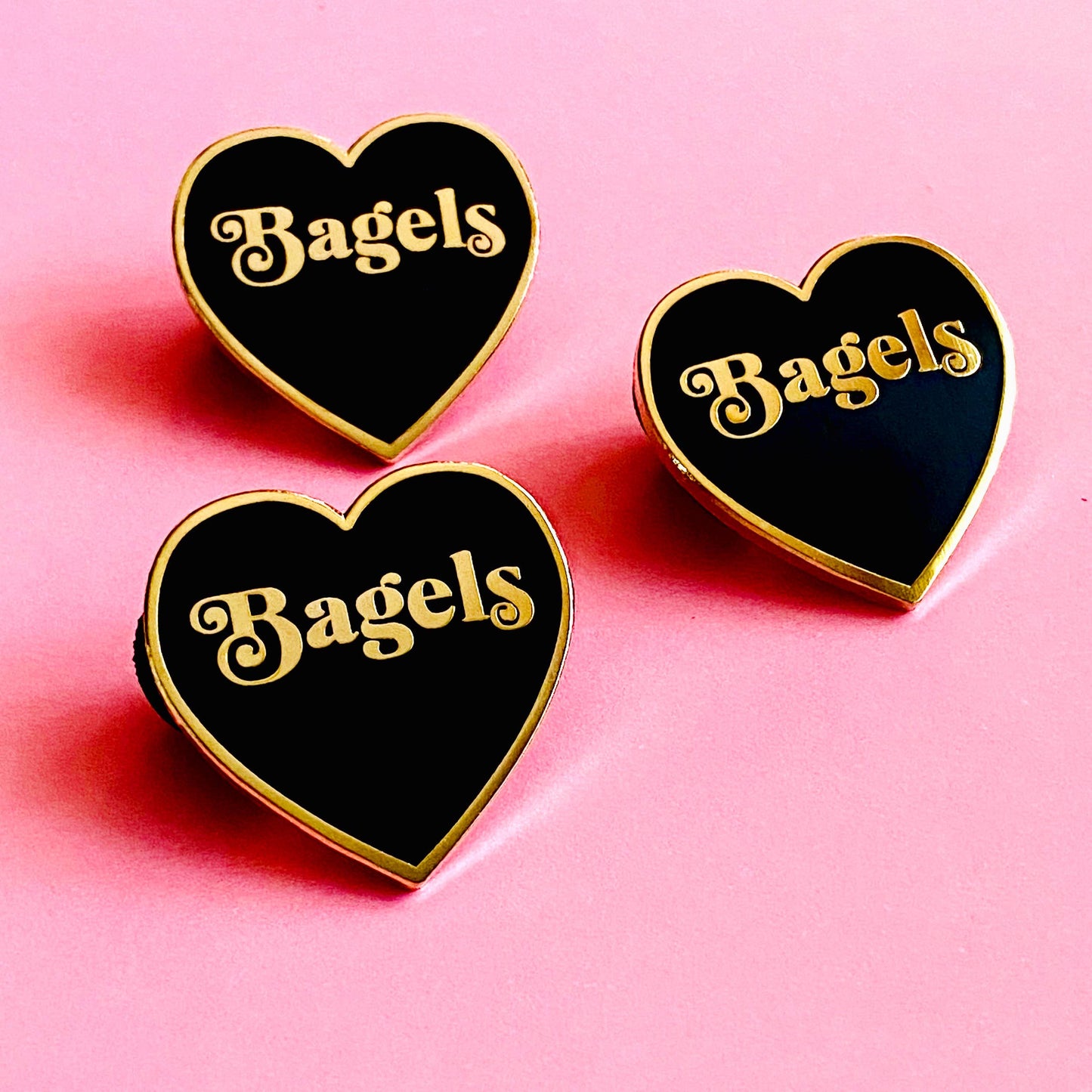 The Silver Spider - Bagels Heart Enamel Lapel Pin Valentines Day