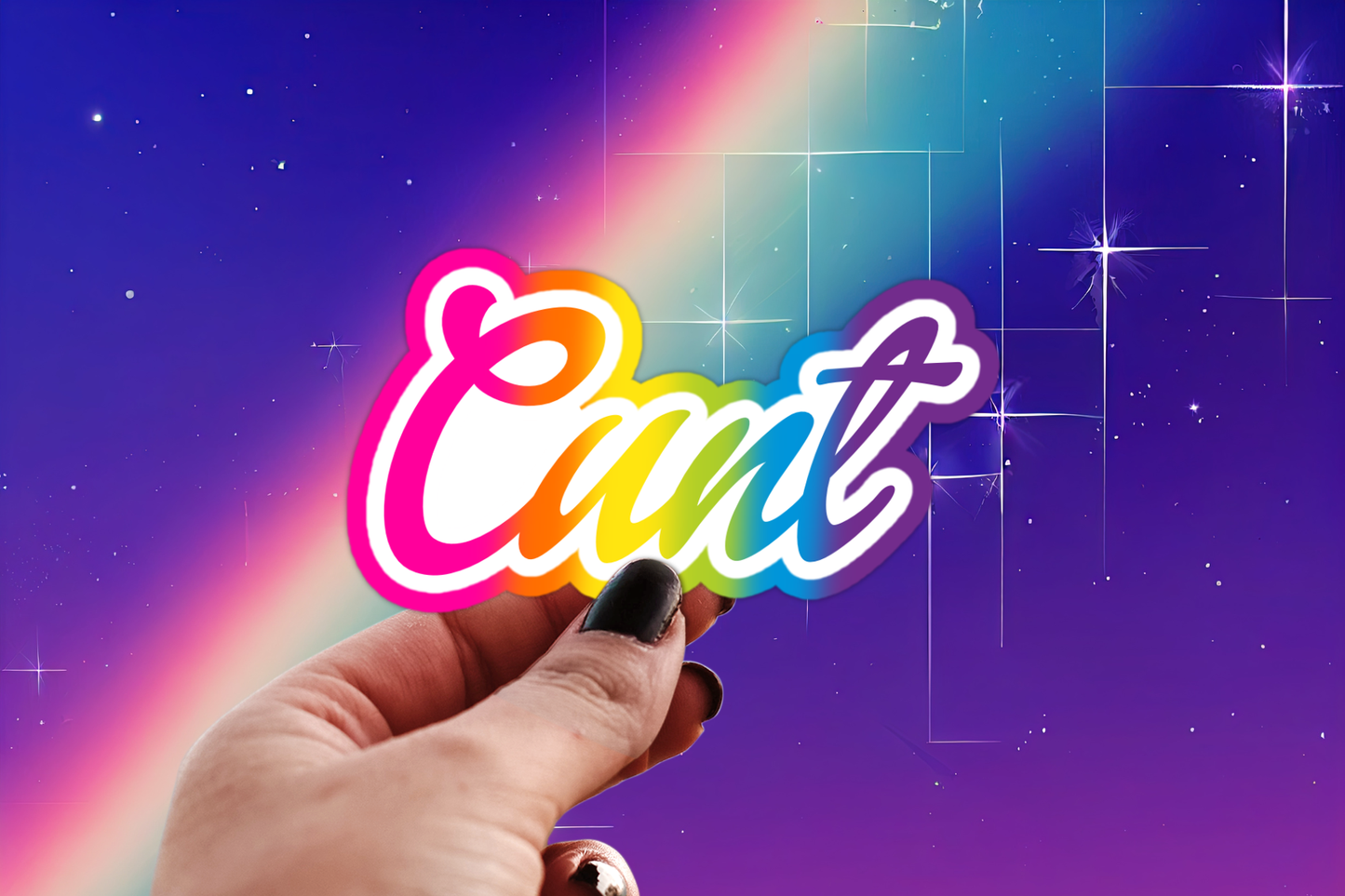 Sticker Babe - Cunt Sticker - 90s Rainbow Lisa Frank