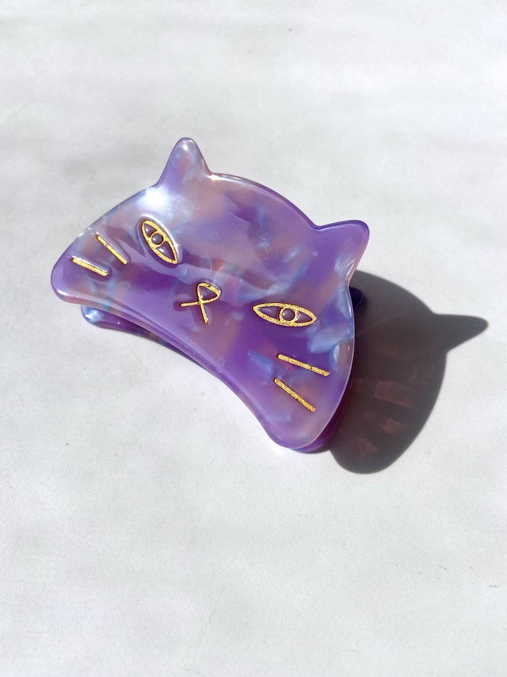 Solar Eclipse - Purple Kitty Cat Shell Acetate Claw Clip | Eco-Friendly