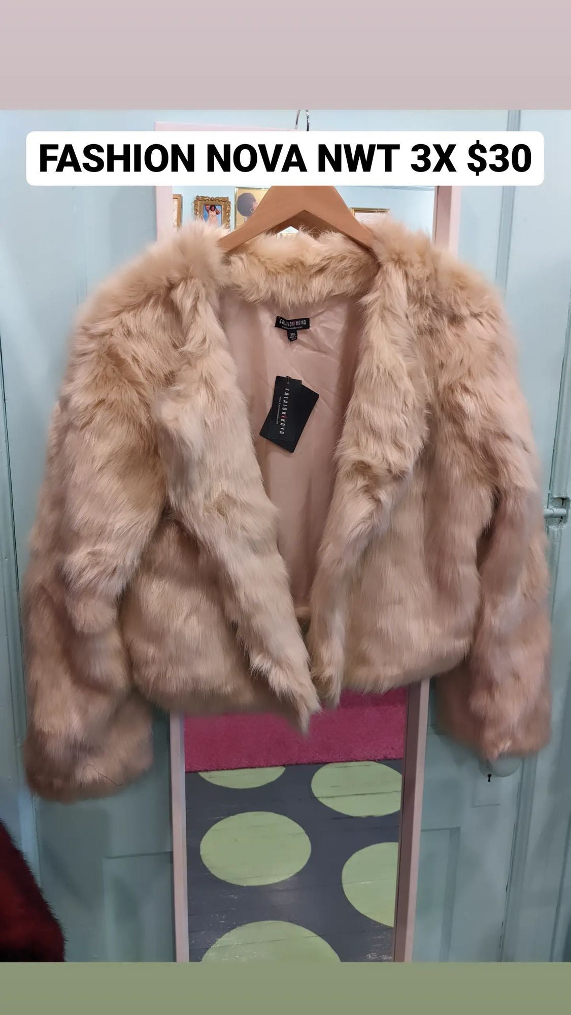 RESALE FASHION NOVA NWT faux fur open jacket