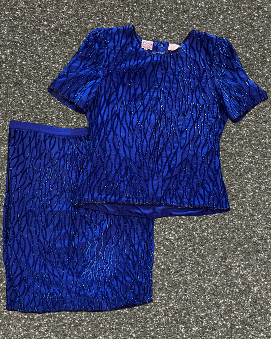 Cobalt Blue Silk & Sequin Set