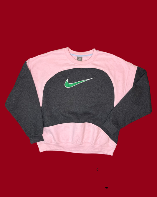 Green Swoop Pink & Gray Nike Crewneck